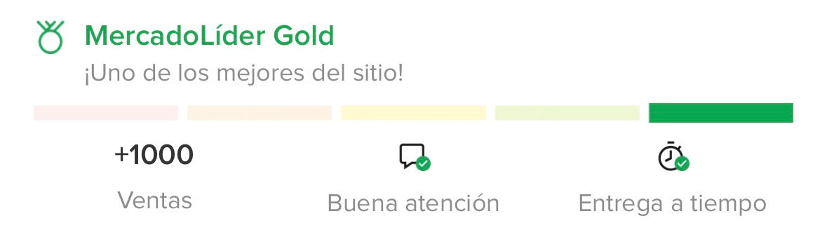 Reputación del vendedor en Mercado Libre: MercadoLíder Gold, más de 1000 ventas